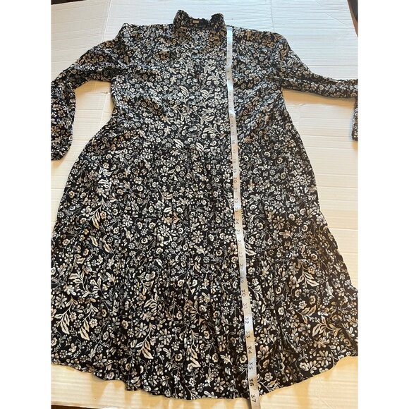 J. Crew S Black & cream Floral Shirt Dress tossed bouquet print pockets - Picture 13 of 13